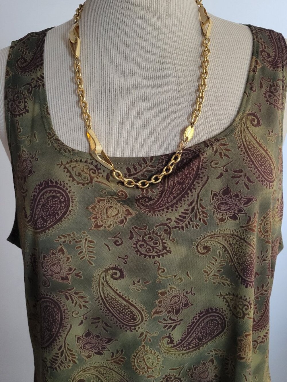 Max Studio Paisley Wrap Maxi Skirt & Tunic Set XL Olive Green Purple Boho